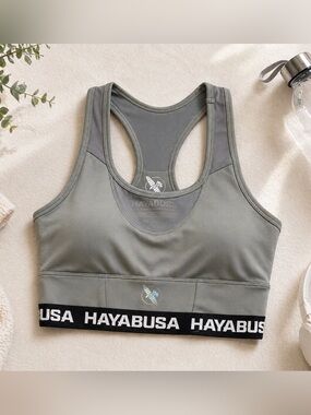 Hayabusa Sports Bra Small Gray Racerback Medium Support Gym Training